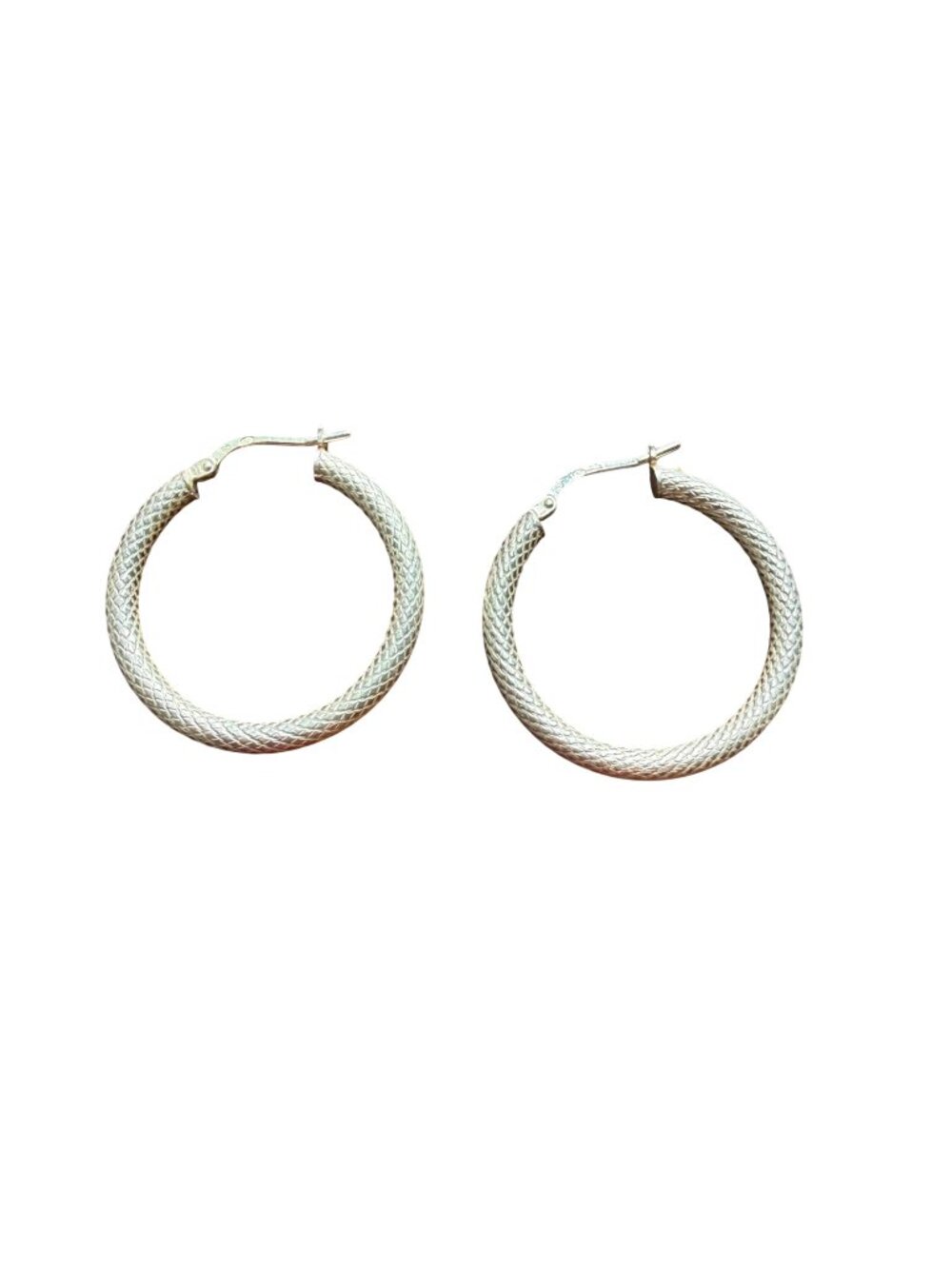 BS Sterling Silver Textured Hoop Earrings